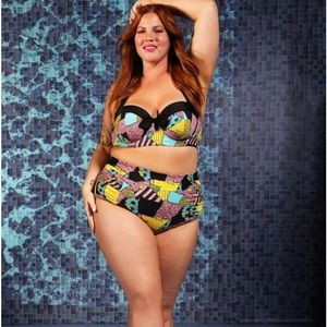 Hot Topic Sally High Waist Swim Bottom brief plus size 0 NWT Fits Torrid 0